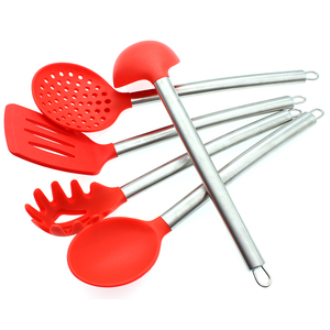 Confezione da 5 squisiti utensili da cucina con manico in acciaio inossidabile alla moda articoli per la casa con un Design elegante - Product Image 1