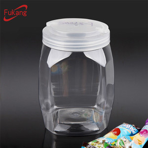 16oz Clear Square Plastic <strong>Jar</strong> Seal <strong>Jar</strong> with Screw Cap / Lid Food Grade Airtight <strong>PET</strong> Candy <strong>Jar</strong> ODM/OEM <strong>Manufacturer</strong>