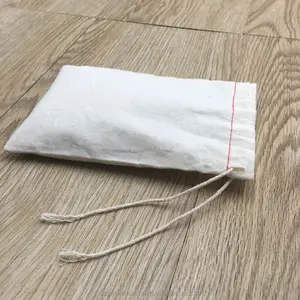 Tas Serut Katun Muslin Alami Organik 4X6 Inci untuk Sachet Teh Daun