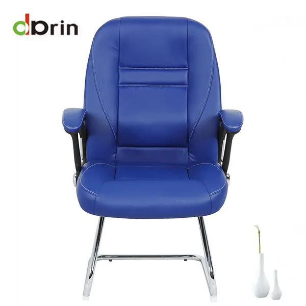 Deep blue massage leather gaming chair without wheels