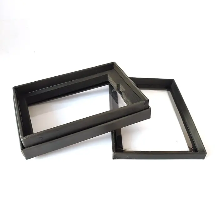 저렴 한 사용자 지정 디자인 검은 사각형 골 판지 분명 플라스틱 Pvc 창 종이 포장 2 조각 엄밀한 설정 선물 상자 뚜껑