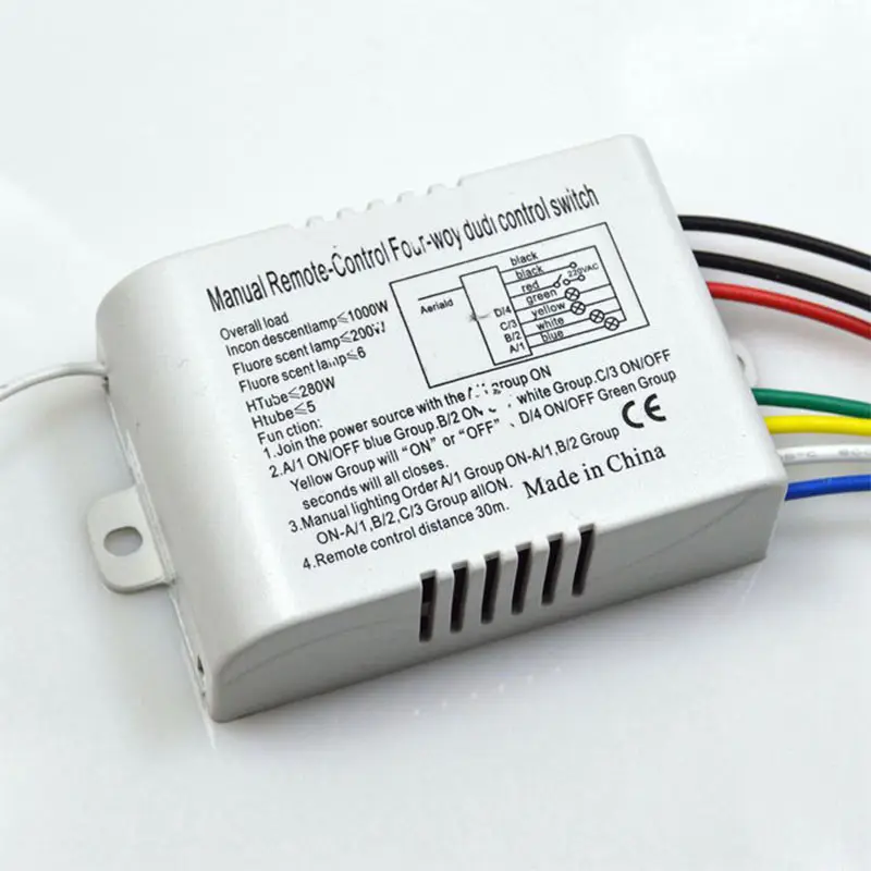 Wireless 4 Channels 220V Remote Control Switch Digital Remote Control Switch for Lamp & Light