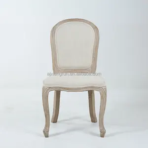 China Manufacture Vintage Wooden Legs Dining Chair Fabric Chair French Chair