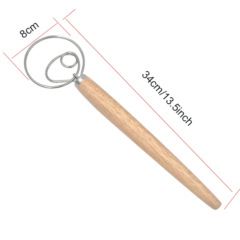 Быстрая доставка Оригинальный венчик для теста из датской стали 13,5 дюйма блендер для выпечки из нержавеющей стали с прочной деревянной ручкой бесплатный образец