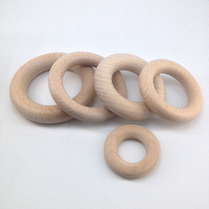 Anillos de dentición de bebé de madera de haya de 40mm a 80mm, anillos de mordedor naturales para juguetes de dentición de bebé DIY - Product Image 2