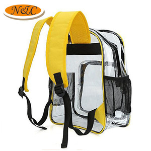 Graziosi bambini in pvc trasparente chiaro sacchetto di scuola dello zaino con tasche laterali a rete, resistente materiale pvc trasparente zaino all'ingrosso - Product Image 3