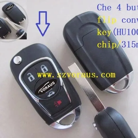 4 knop afstandsbediening omgezet flip key fob voor Che (HU100/ID46 chip/315 mhz)