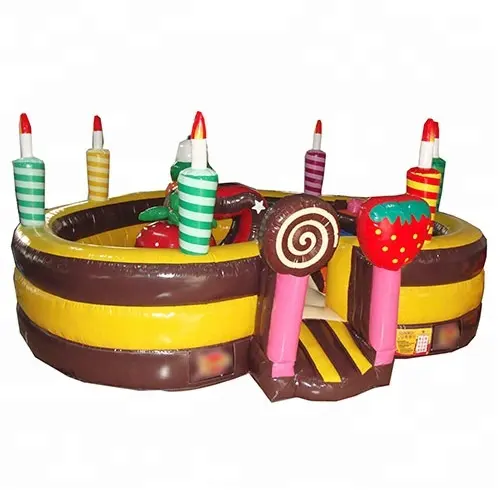 Gigante Colorato Torta Di Compleanno casa rimbalzante Gonfiabile Bouncer jumper con le candele Per i più piccoli