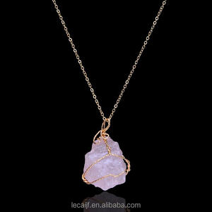 Collier en pierre naturelle, collier avec pendentif enroulé <span class=keywords><strong>de</strong></span> fil, bijoux <span class=keywords><strong>de</strong></span> mode, accessoires d'importation - Product Image 3