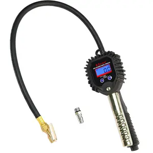 digi car tire gauge bus motorcycle bike 0-255 psi digital tire inflator pressure gauge with rubber air hose brass air chuck