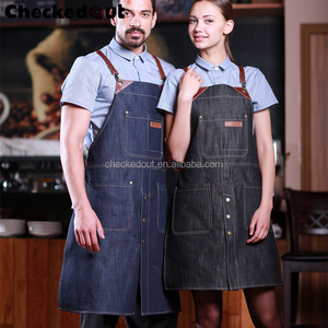 2017 checkedout Denim split delantales <span class=keywords><strong>de</strong></span> cuero para chef - Product Image 1