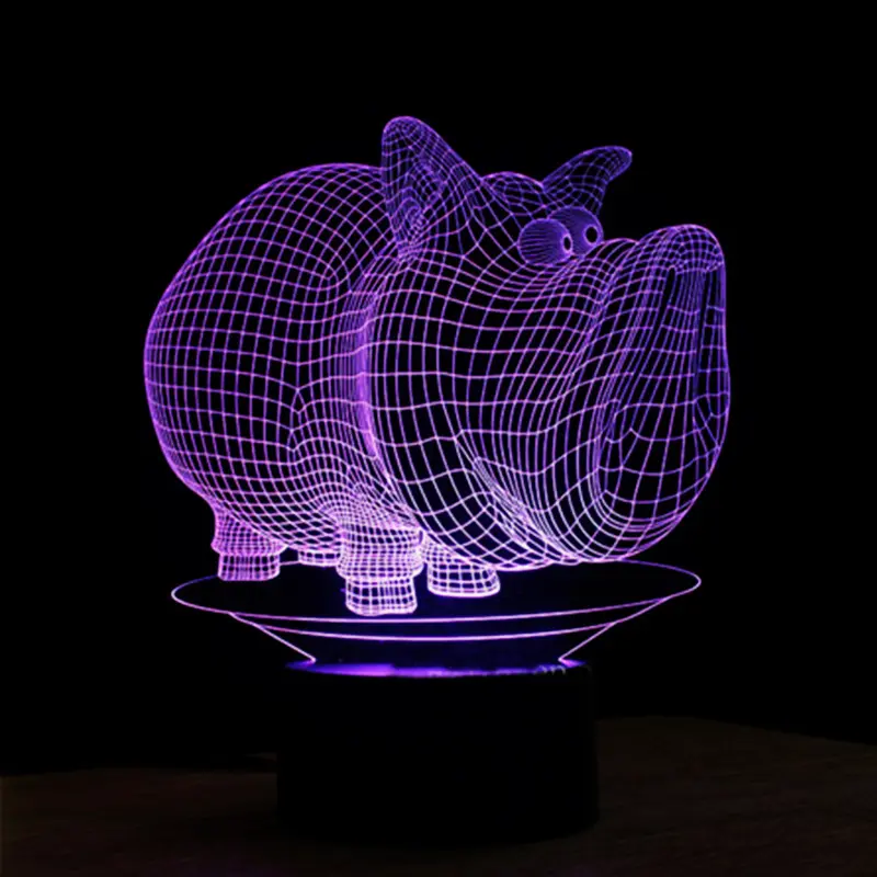 المصنع مباشرة الجملة تمثال خنزير بري 3D الفن ضوء الليل الملونة الليلية مصباح أضواء 101003