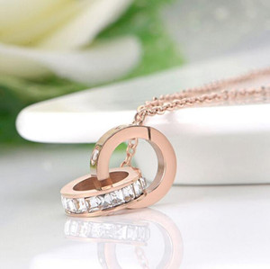 Kalung Cincin Ganda Wanita, Kalung Lingkaran Suasana Hati Berukiran Huruf Liontin Kustom - Product Image 2