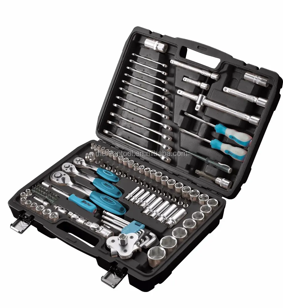 121pcs superior quality 6140 crv 1/4" & 3/8"&1/2" dr.socket wrench set tools kit motor repair tools kit