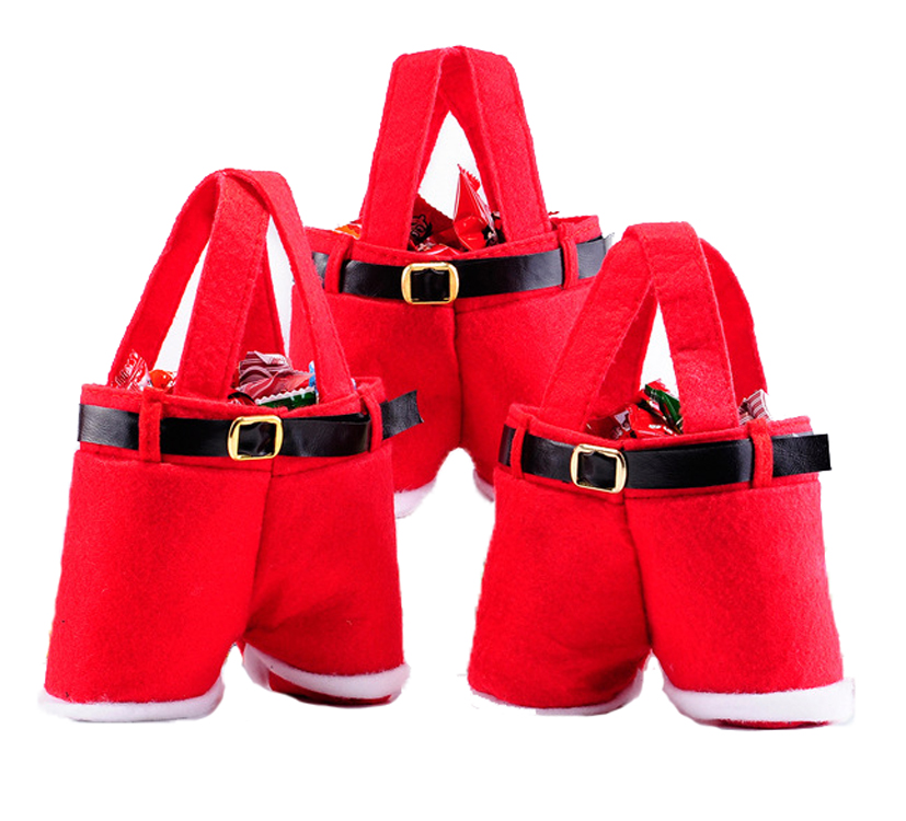 Милые штаны, рождественские чулки, Подарочный пакет, красный, белый цвет, фетровое Рождественское украшение