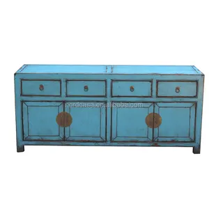 Kang โบราณตู้ Distressed Sideboard ใน Reclaimed ไม้โบราณจีน Lacquer Sideboard สไตล์โบราณเฟอร์นิเจอร์