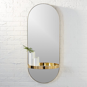 RIANHOU compressa ovale specchio con mensola del tovagliolo oro a parete in metallo cornice dello specchio decorativo per soggiorno o in bagno - Product Image 3