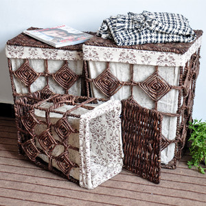 Cesto della <span class=keywords><strong>biancheria</strong></span> Tessuto Marrone Vimini Camera <span class=keywords><strong>Da</strong></span> Letto Bagno di Stoccaggio <span class=keywords><strong>Cesti</strong></span> di Stoccaggio - Product Image 2