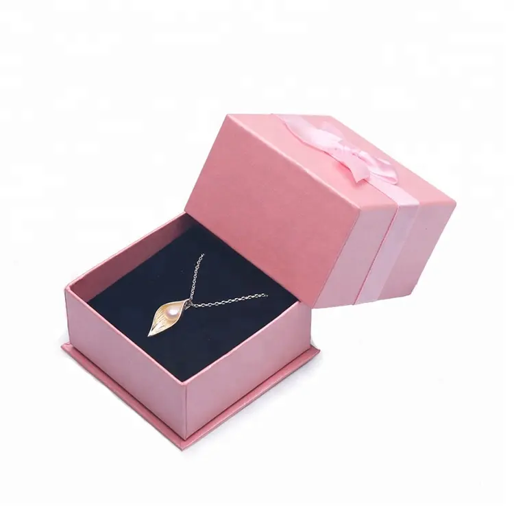 Necklace Box Classic Small Ribbon Jewelry Box Custom For Necklace