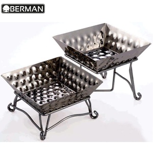 Espositore a 3 livelli in metallo argentato martellato per buffet, attrezzatura per ristoranti italiani, per frutta e cibo - Product Image 4