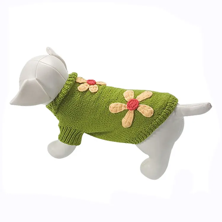 Moda desenhado mão padrão de flor de crochê na índia a roupa do cão