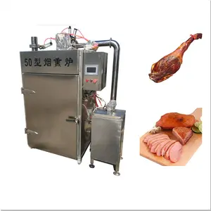 Industrial gas heating 500kg/batch smoke fish oven turkey meat smoking machine