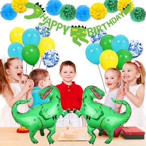 Décorations de fête de dinosaures 3D - Style Jurassic World Dinosaures Joyeux anniversaire Bannière et ballons - Ensemble de cadeaux de fête de dinosaures - Product Image 6