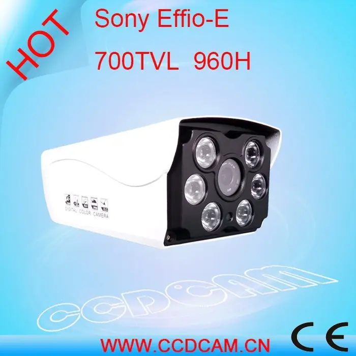 Alta calidad barato sony Effio-E 700TVL cctv cámara exterior, 6 unids matriz luces, 100 M IR distancia. 8 mm lente cs
