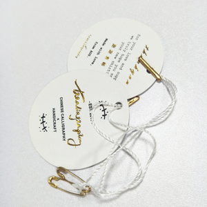 Tùy Chỉnh Trắng Vòng Chai Quà Tặng Thẻ Giấy Treo Thẻ Với In Logo Riêng, Phụ Kiện May Mặc Quần Áo Hangtag Với Lá Vàng - Product Image 5