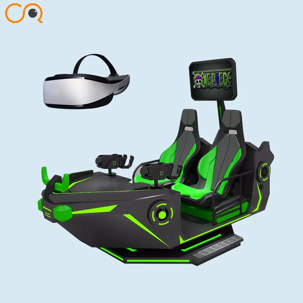 متنزه القراصنة طبق تقديم الطعام علي شكل القارب 9D الواقع الافتراضي محاكي إطلاق الليزر VR محاكي مع الألعاب التفاعلية