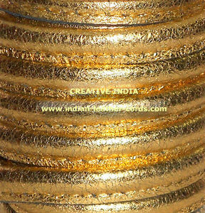 Cordones de cuero de napa de alta calidad, hallazgos cosidos de patrón redondo de 5mm en color metálico para la fabricación de joyas - Product Image 1