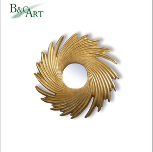 Nhà Máy Phong Cách Châu Âu Kích Thước Lớn Cổ Điển PU Khắc Vàng Hình Bầu Dục Vàng Tường Gương Khung - Product Image 3