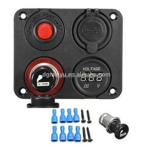 Motorhome Marine Led 6 gang Rocker chuyển đổi bảng điều chỉnh với ổ cắm điện kép USB sạc màu xanh lá cây LED kỹ thuật số vôn kế - Product Image 5