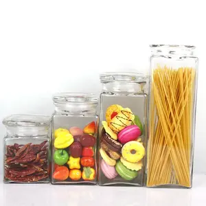 China manufacturer airtight glass cookie jar canister set with stopper lid