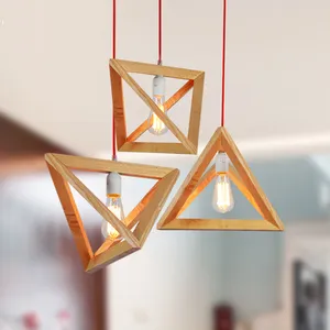 三角形木制框架枝形吊灯照明家居装饰木制吊灯