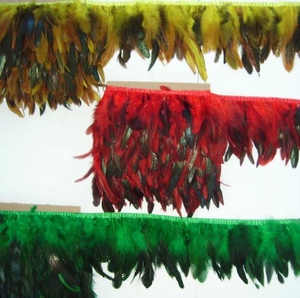 Trung quốc Nhà Máy Bán Buôn Tự Nhiên dậu saddle Feather Cắt Fringe với satin ribbon băng - Product Image 6