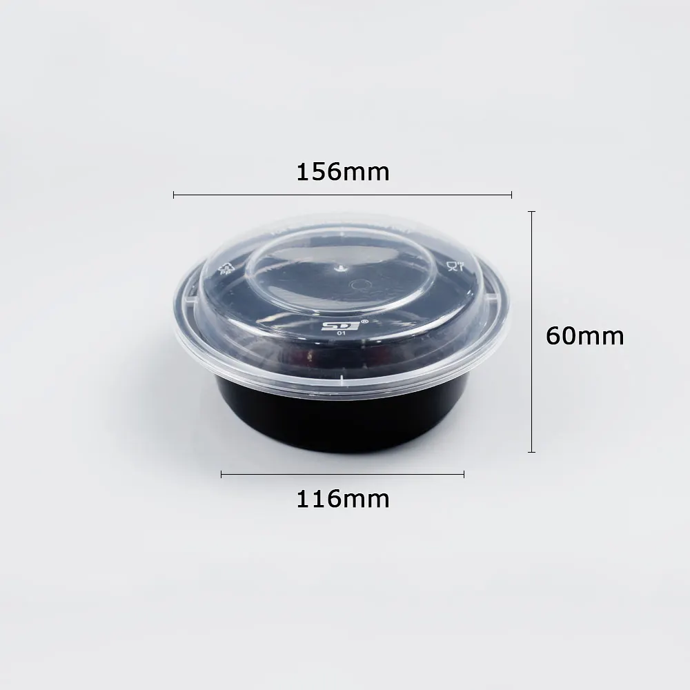 600Ml Luchtdicht Ronde Wegwerp Plastic Voedsel Container Met Deksels