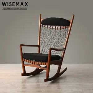 Wholesale factory direct hotel antique lounge chair leisure living room wooden relax chair reclining rocking chair wooden