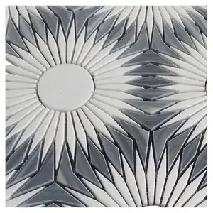 <span class=keywords><strong>Mosaico</strong></span> <span class=keywords><strong>in</strong></span> <span class=keywords><strong>Pietra</strong></span> Marmorizzata Penny Round per Pareti, Pavimenti, Bagno, Cucina, Piastrelle a Getto d'Acqua con Motivo a Girasole - Product Image 3