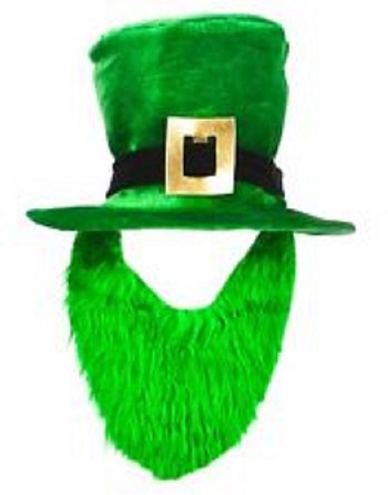 St. Patricks Day Costume Green Leprechaun Top Hat With Beard