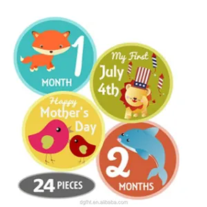 Stiker Bulanan Bayi Laki-laki Perempuan untuk Tahun Pertama Stiker Bulan Tonggak untuk Bayi Onesie Belly Sticker Hewan