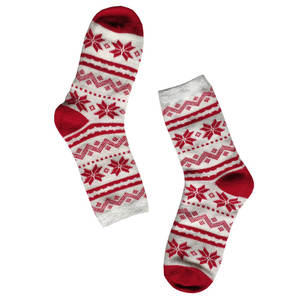 Women's Fair Isle Christmas <strong>Socks</strong> - Fuzzy Winter <strong>Socks</strong> with Snowflake Designs - Product Image 4