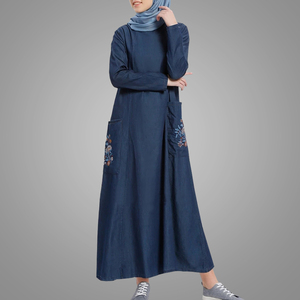 بالاضافة الى حجم فستان بنت عالية الجودة التطريز حزمة الإسلامية الجينز الملابس نموذج جديد عباية في دبي - Product Image 2