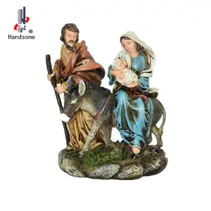 Kutsal aile Reçine Meryem Ve Bebek İsa At reçine heykelcik