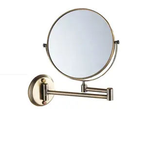 Swivel double-sided extendable round shaving mirror wall mount bathroom makeup mirror 3X magnifying mirror for bathroom