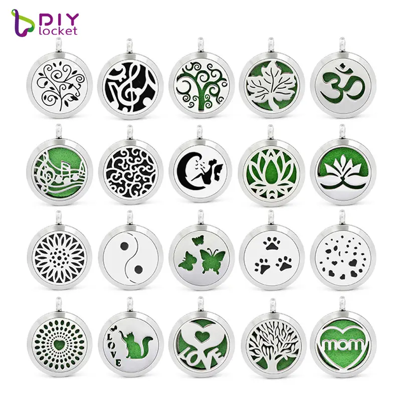 Bán Buôn Aromatherapy Locket Trang Sức 30Mm Essential Oil Diffuser Locket Mặt Dây Chuyền, Tùy Chỉnh Cá Nhân Hóa Hương Liệu Mề Đay