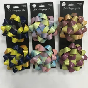 4 Inch Quà Tặng Bao Bì Trang Trí Giáng Sinh Hiện Tại Gói Cầu Vồng Màu Sắc Ngôi Sao Ribbon Bow