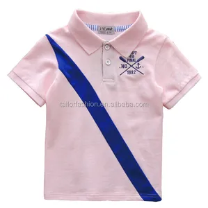 polo tee kids Suppliers-TF-02160620017 Baru Musim Panas 1-7 Tahun Anak Bayi Laki-laki T-shirt Bergaris Atasan Olahraga Kaus Polo Pakaian