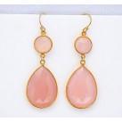 ต่างหูพลอยคาลซิโดนีสีชมพูเงินสเตอร์ลิง - Product Image 1