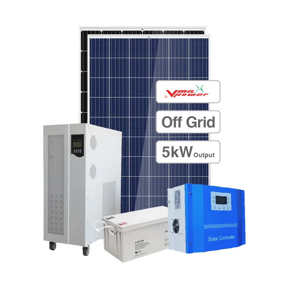 Vmaxpowerロングバックアップタイムオフグリッド5kwソーラーシステム発電機ソーラーパネルホームシステム